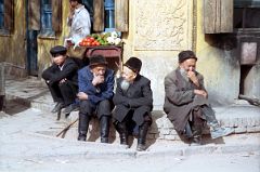 08 Kashgar Old City Street Scene 1993 Old Men Talking.jpg